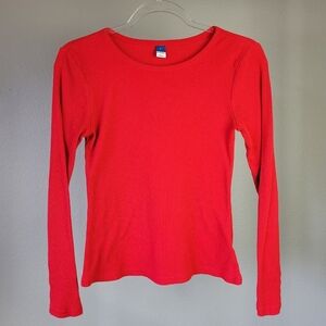 OLD NAVY // cherry red ribbed long sleeve scoop neck top